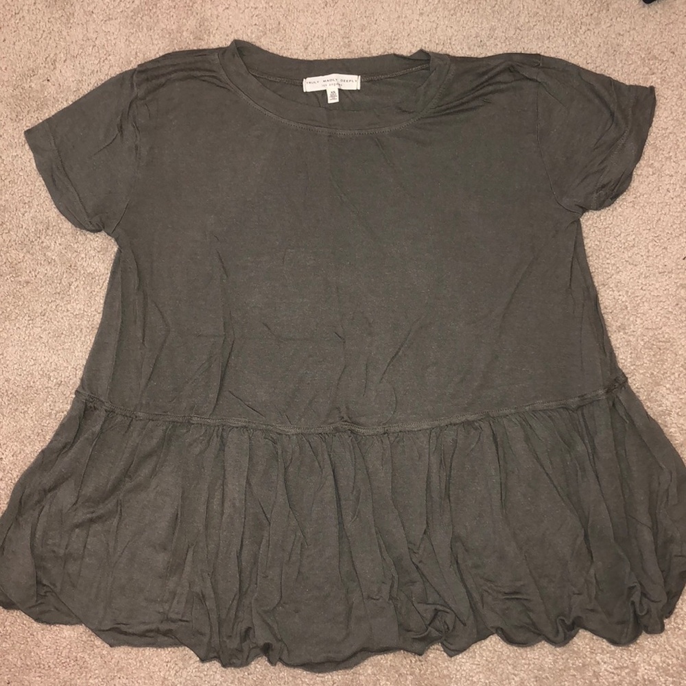Olive Green Short Sleeve Top